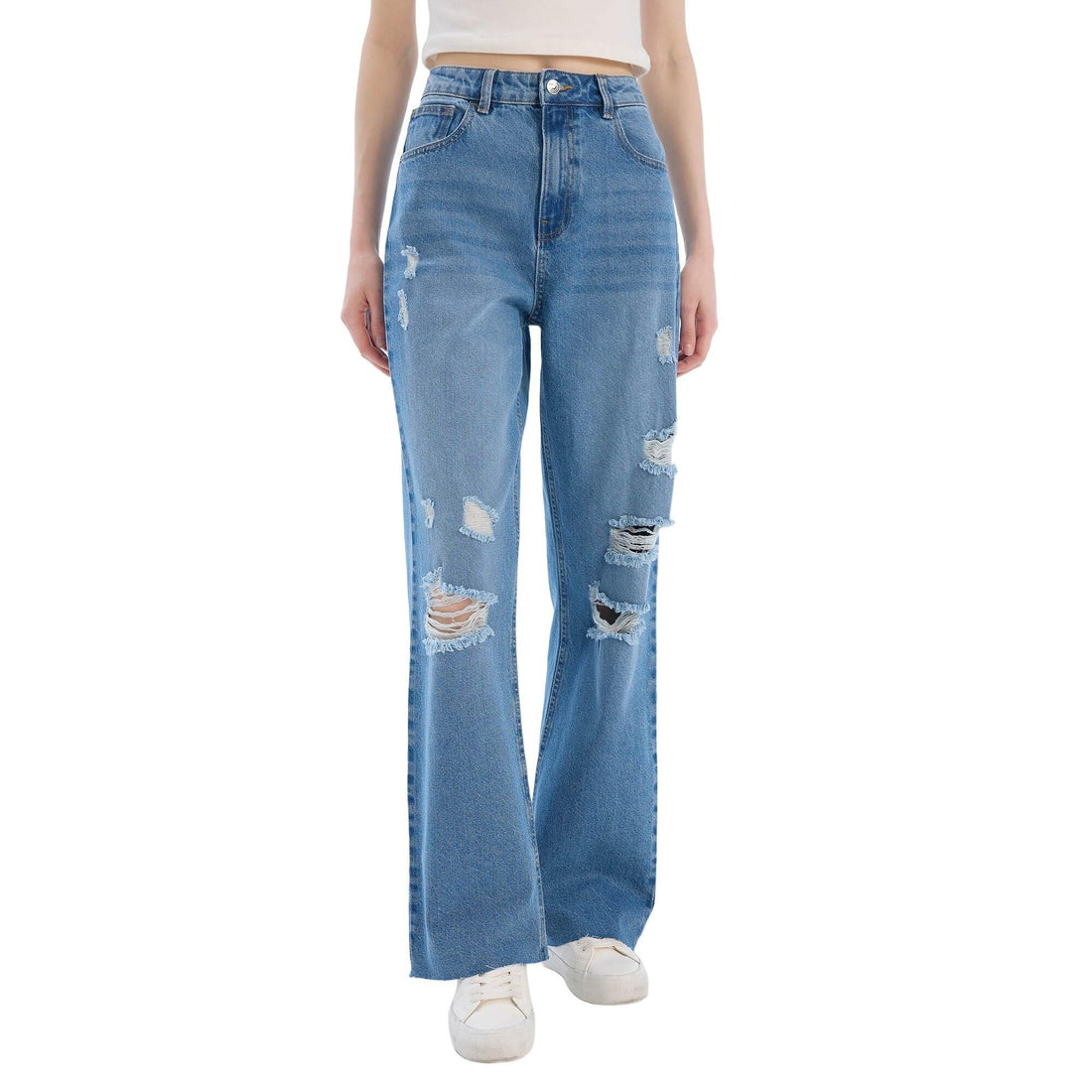 DeFacto Womens Special Collection Denim 90'S Wide Leg Trousers D9394AX Casual Pants