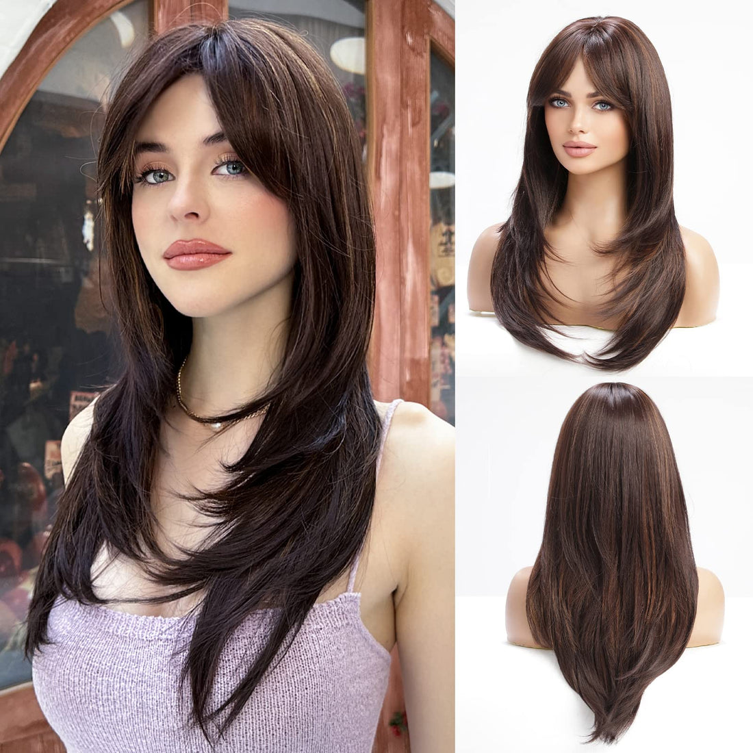 ECIF Women Layered Wigs Synthetic Wig
