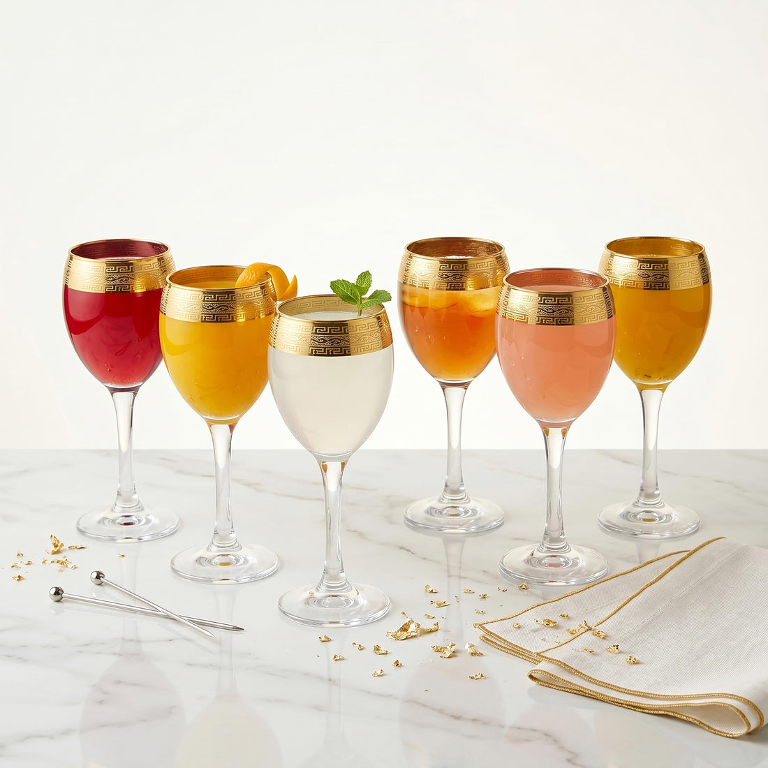 ALEXANDER SUPERIOR Golden Versace Glass/Greek 143071/6 Pcs/Elegant design, Trusted Brand, Attractive shape of Sparkling Drink, Smoothies, Juices