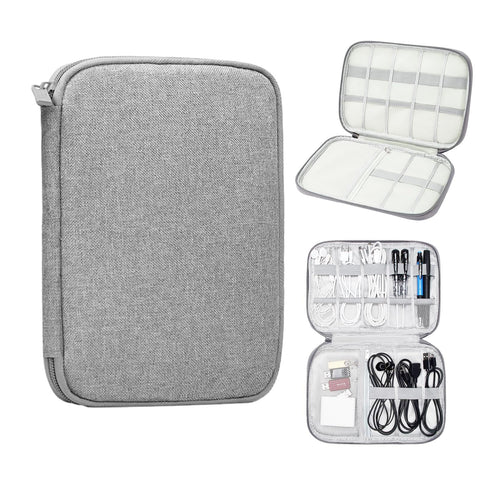 Cable Bag, Travel Accessories Cable Bag Organiser Travel Essentials Cable Organiser Bag Cable Bag for Mobile Phone Cable Hard Drive Power Bank SD Cards Cable Bag Organiser, gray, Klein bis