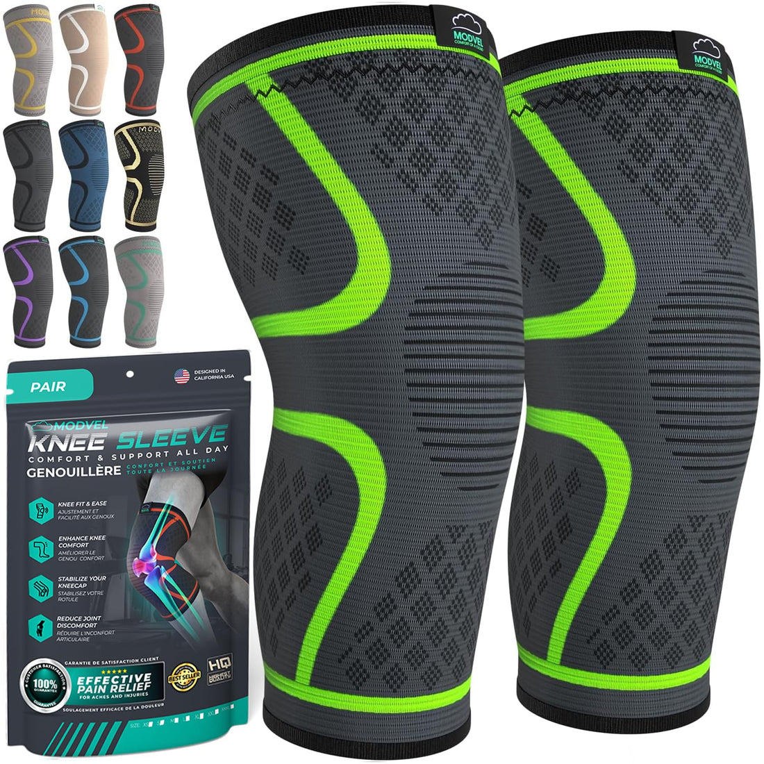 MODVEL Knee Support Set for Men and Women, Breathable Knee Support, Small