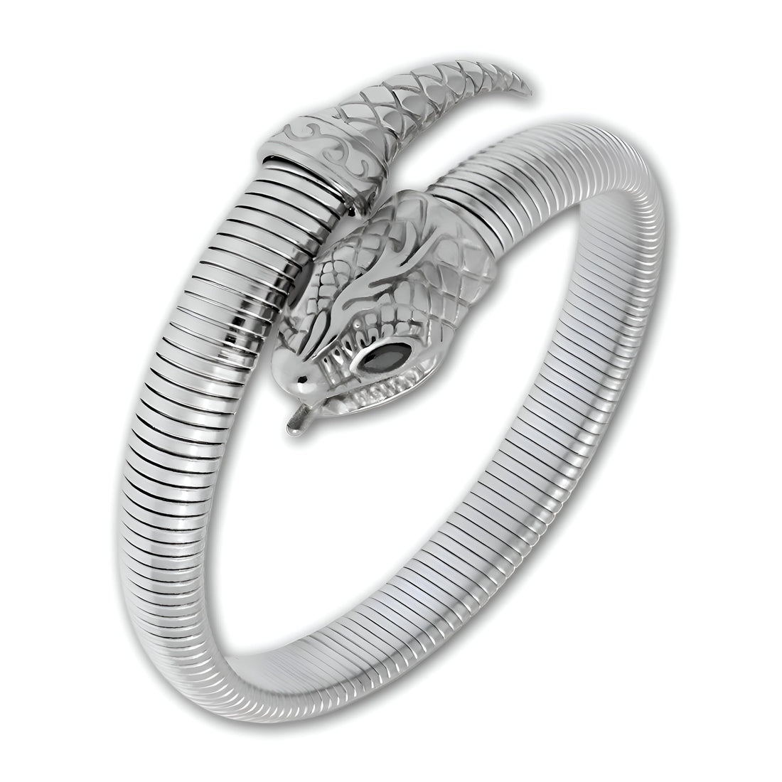 Snake Bangle - Elegant Open Cuff Bracelet with Sparkling Cubic Zirconia for Women, Stretch Design for Comfortable All-Day Wear