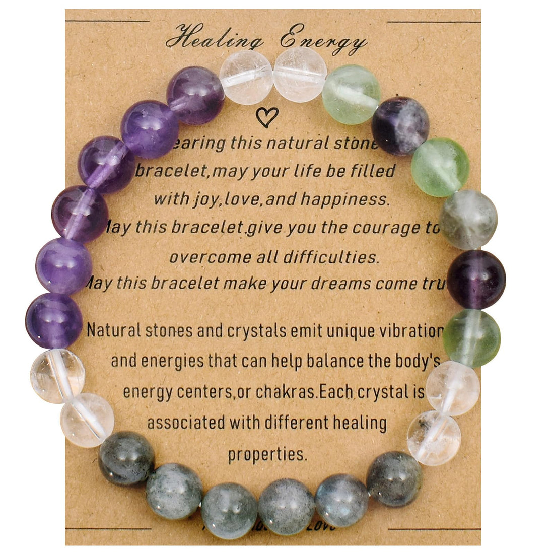 Healing Crystal Bracelet Genuine Stone Bracelet Protection Anxiety Bracelet 7 Chakra Bracelet 6.5 inch Malachite Aquamarine Citrine 8MM Beads Get Well Soon Bracelet