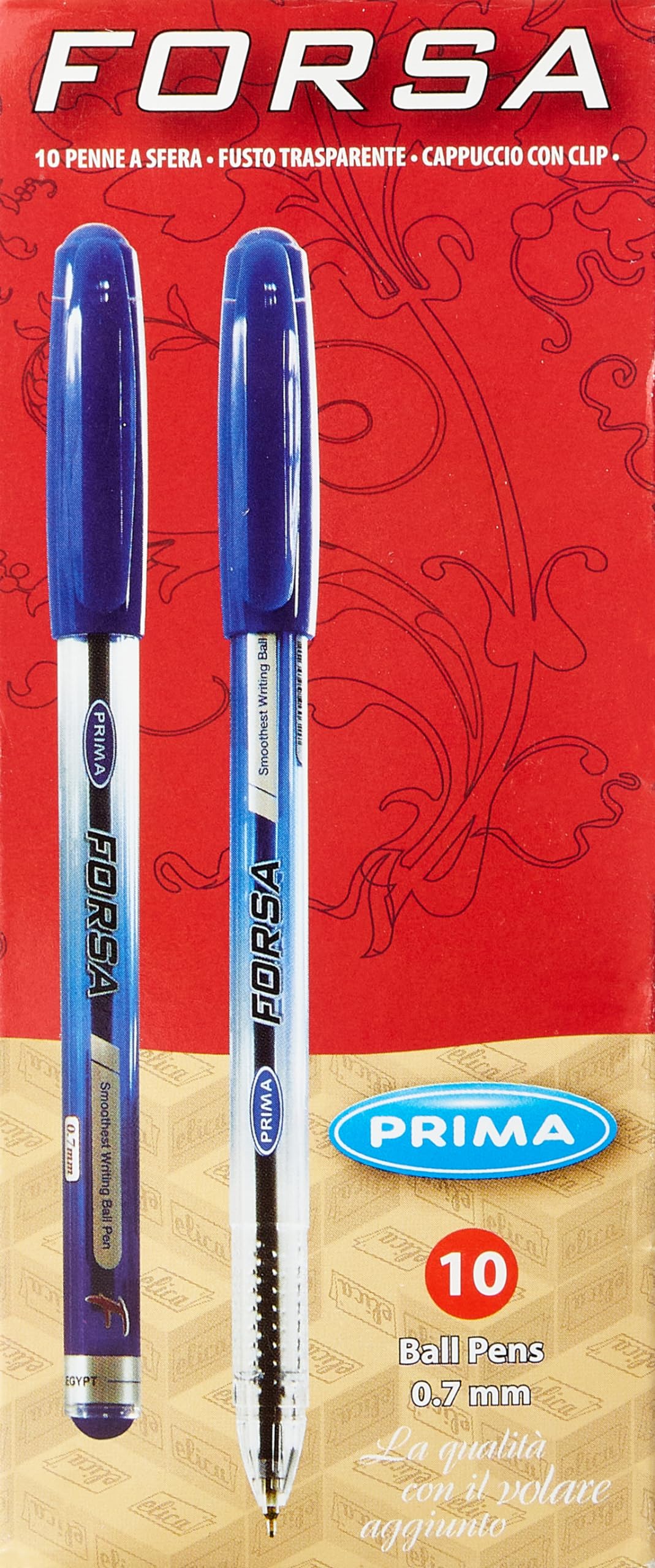 Prima forsa set of 10 blue ink pen, blue