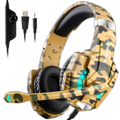 PC Gaming Stereo Headsets G9000 Pro, Noise Cancelling Over Ear Headphones with Mic, 3.5mm Aux Plug, RGB LED Light, Compatible with PS5, PS4, Mac Nintendo Switch Games (G9000 Pro, Coma Yellow)