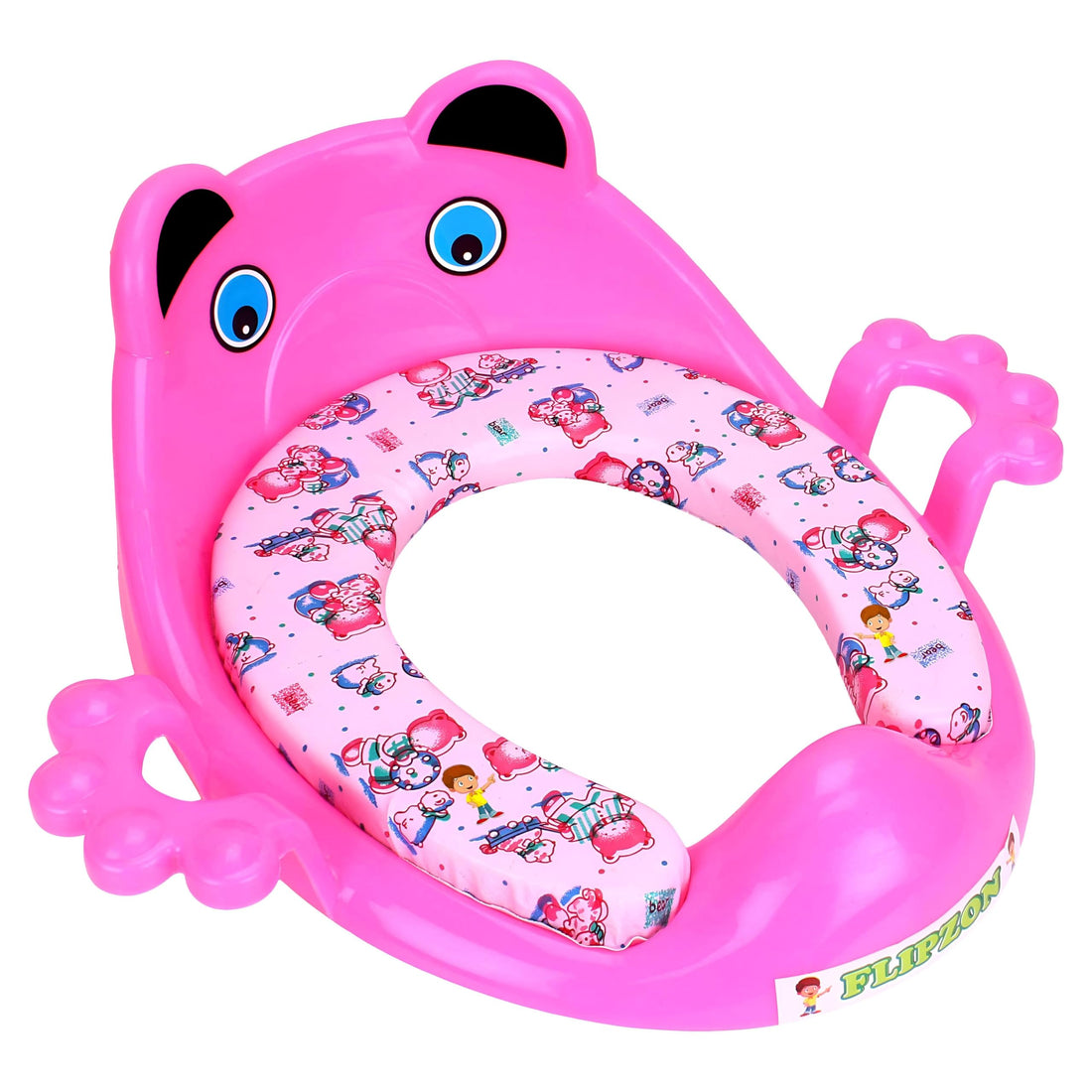 Child Toilet Seat - Soft and Secure Pediatric Seat with Handles and Cover for Comfortable Potty Training and Stability (Model2, Bink)