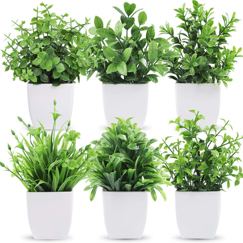 Der Rose 6 Pack Artificial Plants Small Fake Plants Outdoor Home Decor Farmhouse Bathroom Shelf Decor