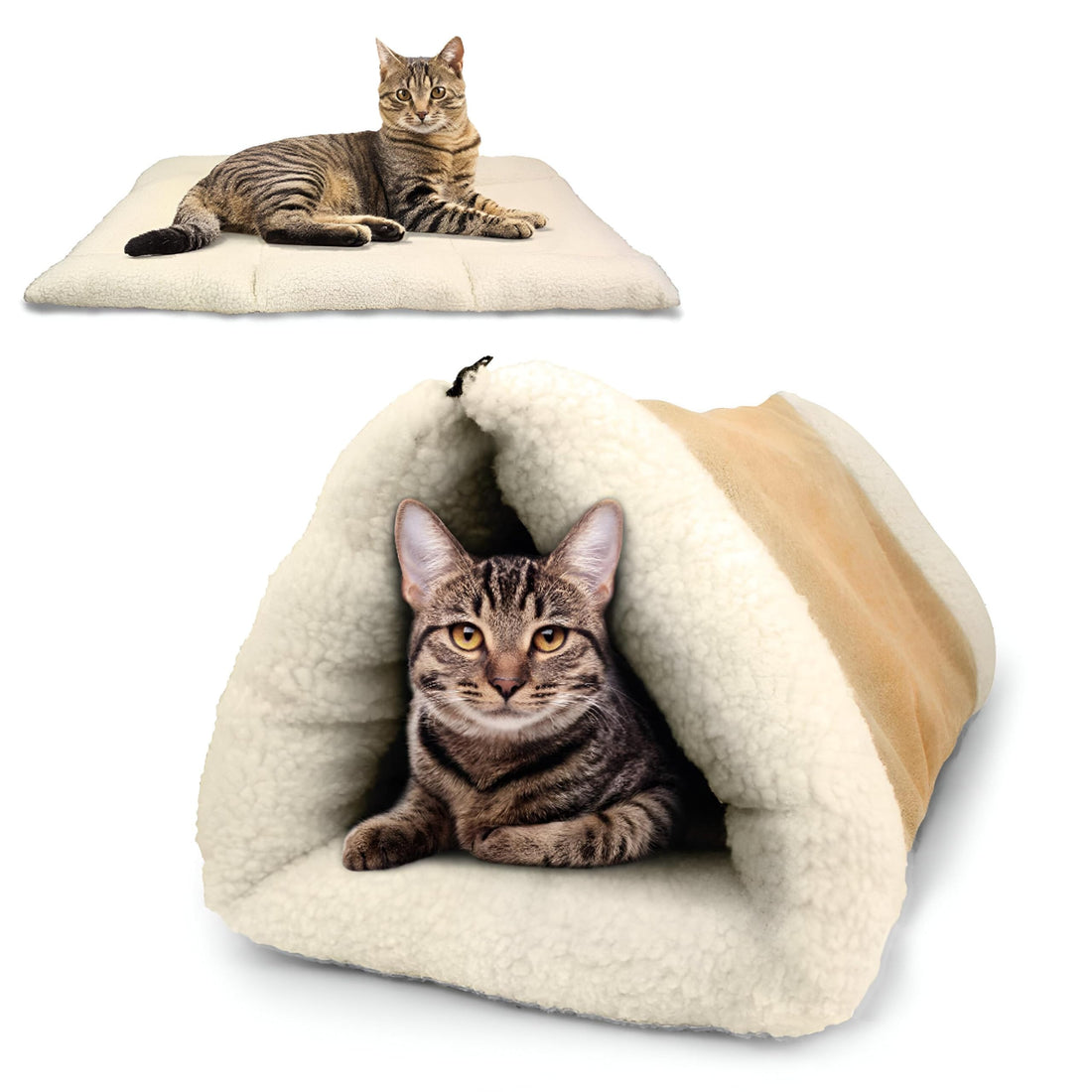 Pet Bed Featuring a Cozy Palace Snooze Tunnel and Comfortable Mat, Perfect for Cats, Dogs, and Kittens, Ideal for Both Travel and Home Use