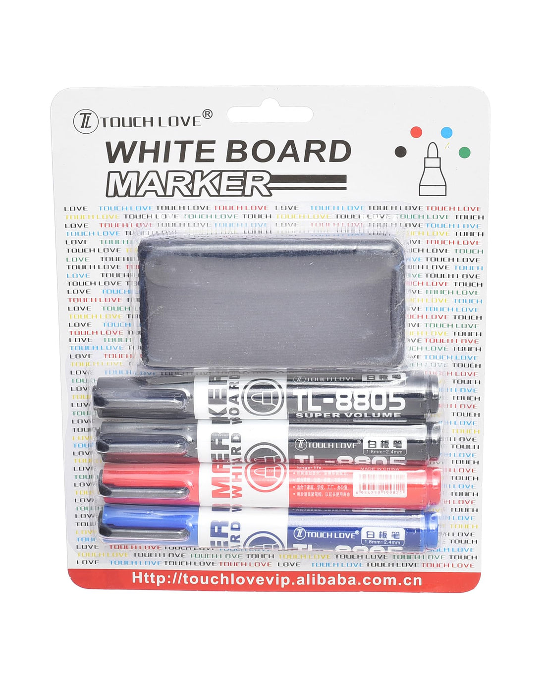 TL-8805 High Quality White Board Marker Set of 4 Pens Nip 1.8-2.4mm with dry Erasing inks(Black,Blue,Red) For Office,School - Multi Color
