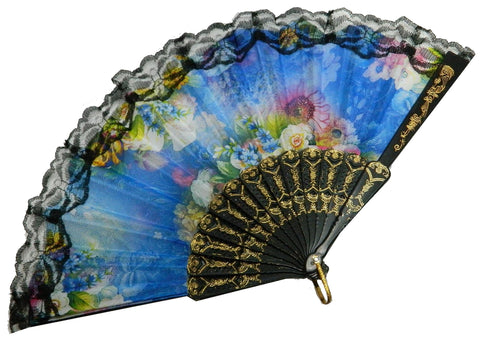 Hand painted folding fan - multicolor