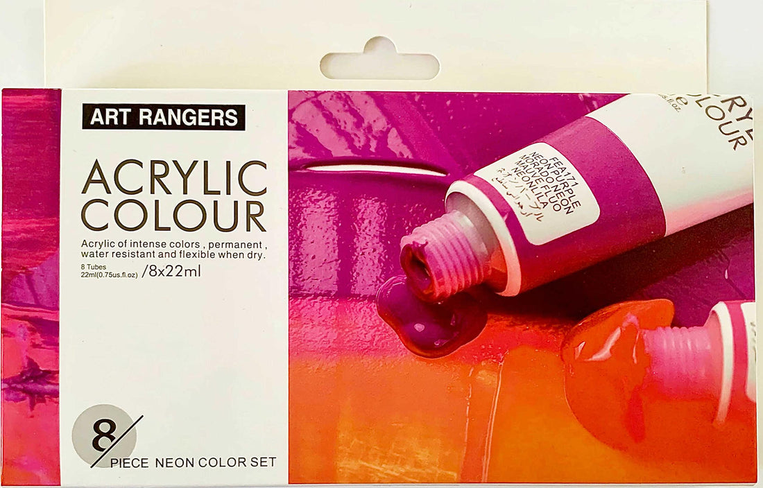 Art Rangers Neon Acrylic Paint, Set of 6 75 Tubes Neon Acrylic Paints, Set of 8 22ml Tubes - FEA0822-N, Multicolor Rangers - FEA0675T-N, 75 ml, Beige