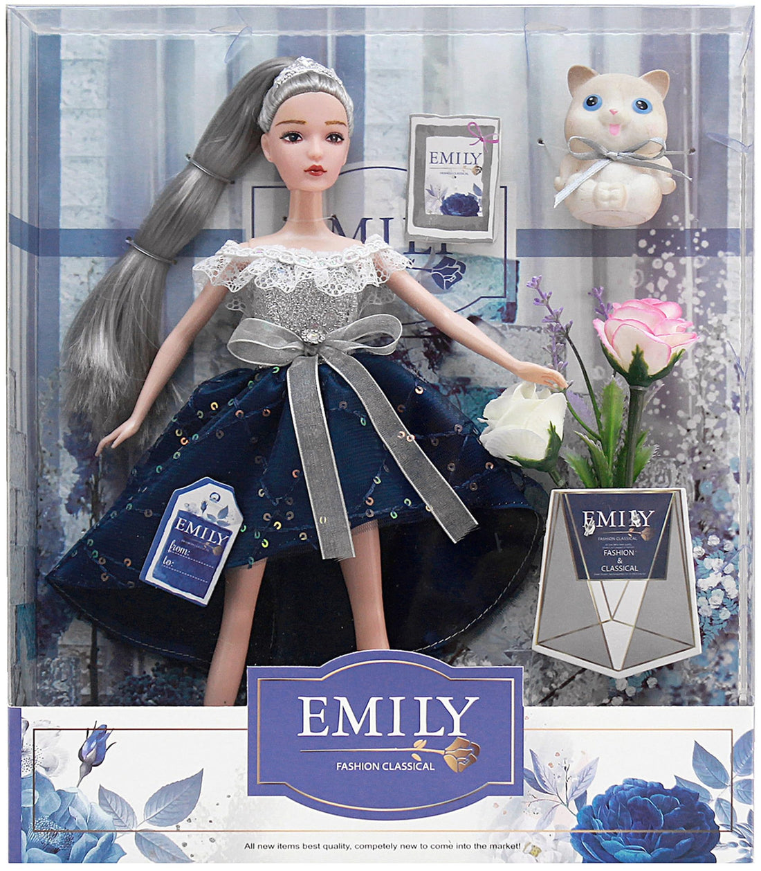 TOYS LAND Emily Fashion Doll, 29 cm Classical Doll With A Gorgeous Dress And Beautiful Long Hair, Emily Fashion Classical Collection Doll, Birthday Gift for Girls Kids And Adult Age 3+ Years (QJ112C)