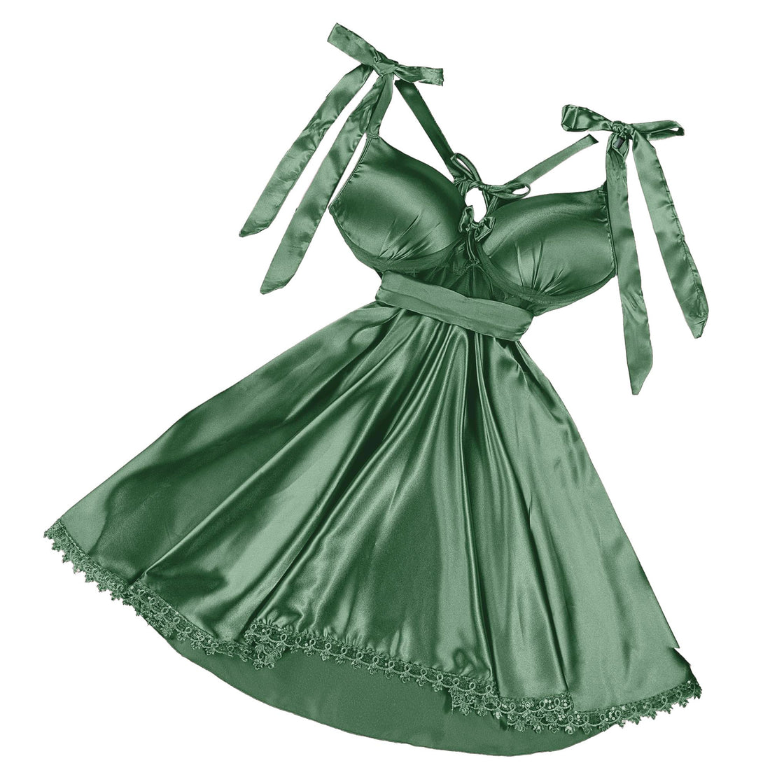 Women Lingerie Silk Short Lingerie – Women Nightgown with Straps & Drawstring Waist – One Size Fits 50 to 80 KG (NO:1029)