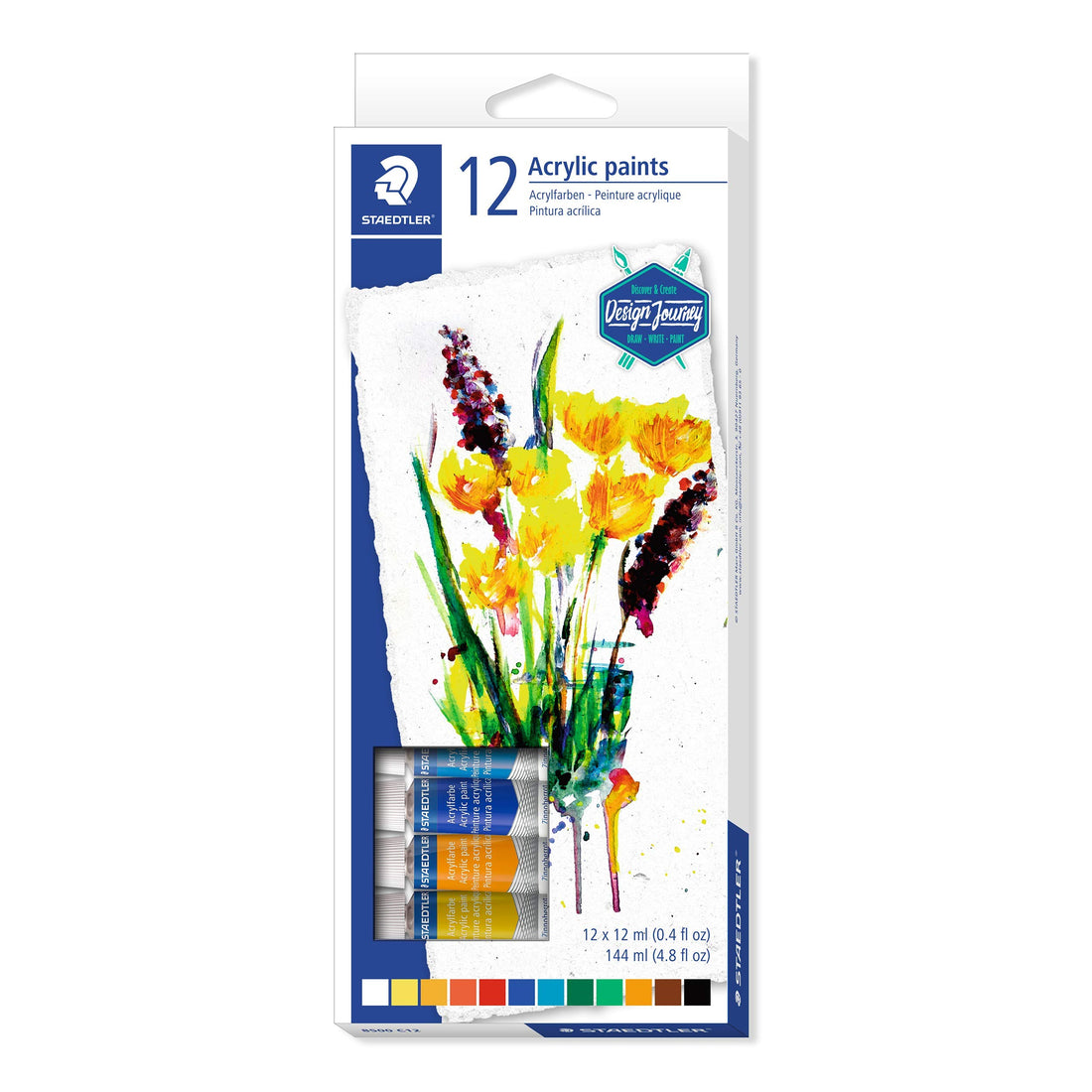 STAEDTLER 8500 C12 Karat Acrylic Paint Tube - Multi-Colour (Pack of 12)