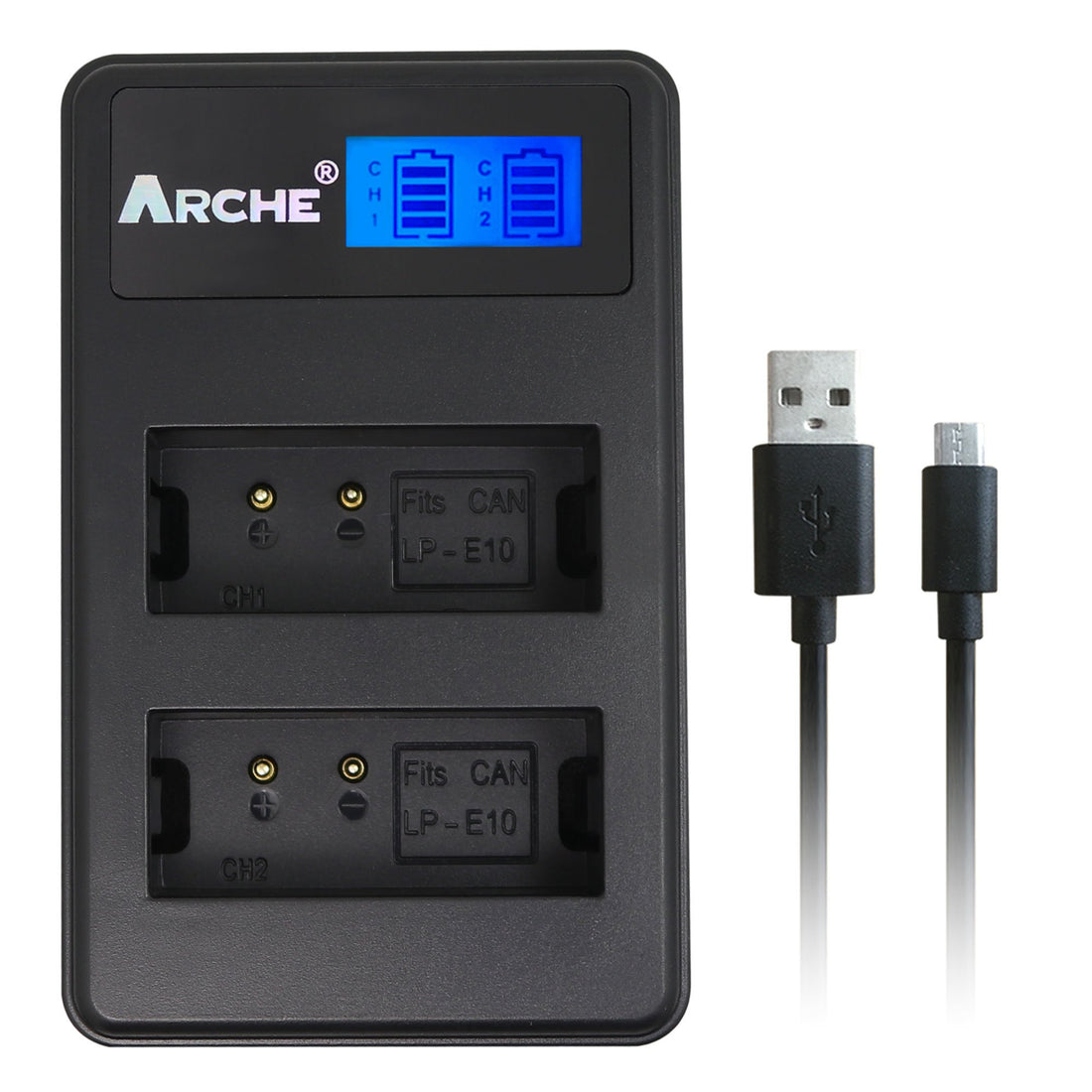 ARCHE Lp-E10 Lpe10 Lcd Dual Usb Charger For [Canon Eos 1100D 1200D 1300D 2000D Kiss X50 Kiss X70 Rebel T3 Rebel T5 Rebel T6 Rebel T7]