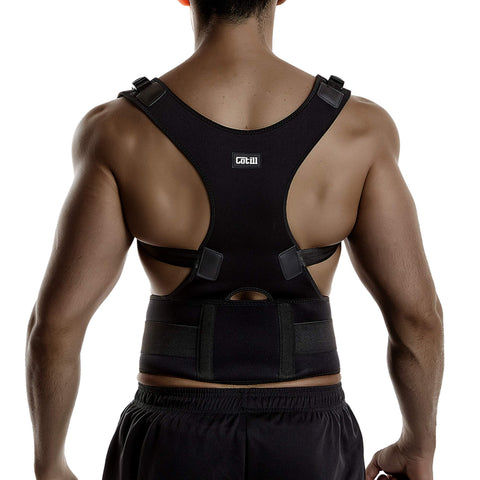 Cotill Back Brace Posture Corrector Spinal Support for Women and Men, Lumbar Shoulder Posture Correction for Upper and Lower Back Support, Adjustable Neoprene Belt Strap for Relief Back Pain (M)