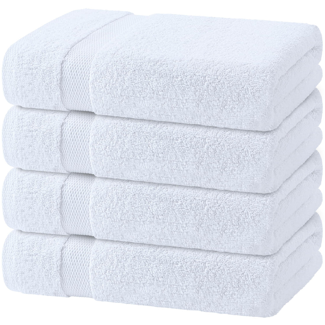 Wealuxe White Bath Towels 27x54 Inch, Cotton Towel Set for Bathroom, Hotel, Gym, Spa, Soft Extra Absorbent Quick Dry 4 Pack