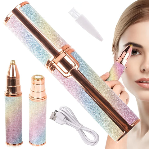 Facial Epilator - Women's Dual-Function Rechargeable Touch Facial Hair Remover for Eyebrows, Lips and Chin Painless Precision Trimming Easy to Use Device for Perfect, Timeless Results