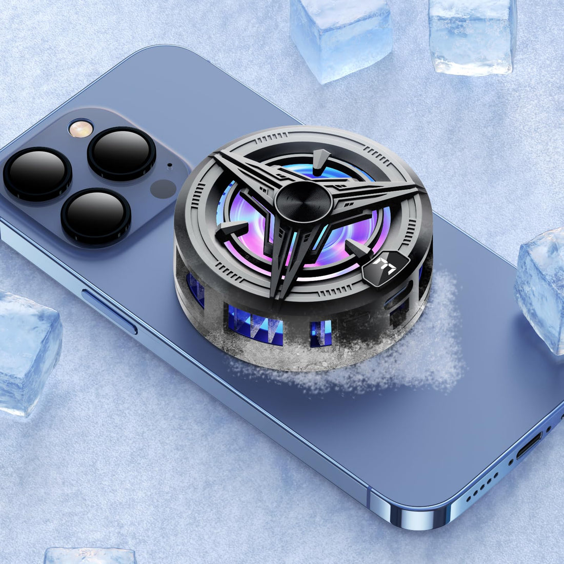 XIANGBIN Magnetic Phone Cooler for Gaming Cooler Phone Fan Sticker Phone Clip LED Display Low Decibel Mobile Phone Radiator Compatible with iPhone 15/14/13/12/11/Android/Tablet/iPad (White)