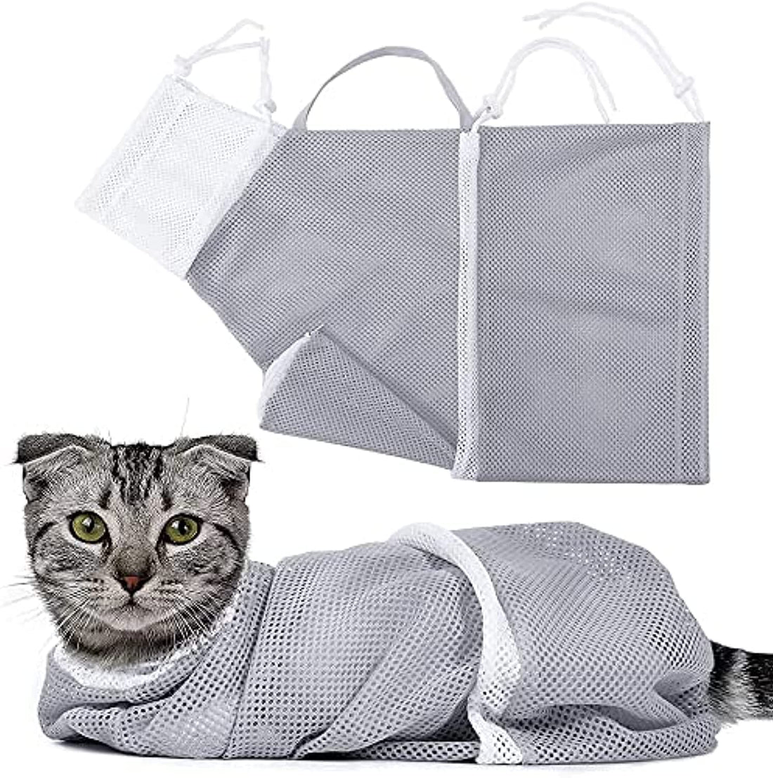 KASTWAVE Multifunctional Cat Bathing Bag for Easy Shower and Nail Trimming, Anti-Bite and Anti-Scratch Design, Adjustable and Breathable Restraint