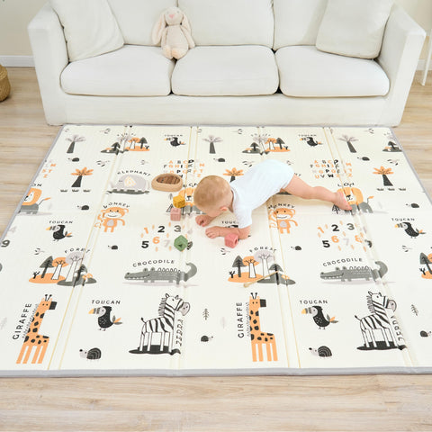Play Mat for Baby 150 x 180 x 1 cm XXL Thick Foam Foldable Reversible Play Mat for Baby - Motor Skills Mat Promoting Sensory Development Baby Gift