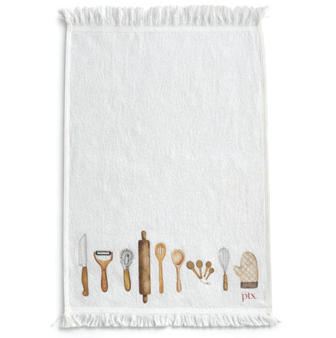 100% Cotton Kitchen Towels, Set of 2, 400 GSM Ultra-Absorbent Dish Towels, Quick-Dry, Decorative Fringe, 50×30 cm,off White (macron&tools kitchen)