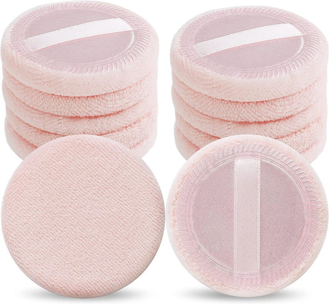 2PCS Makeup Powder Puffs Pink Cotton Powder Puffs Round Powder Puff for Makeup Face Powder Velour Puffs for Loose Powder Washable(pink