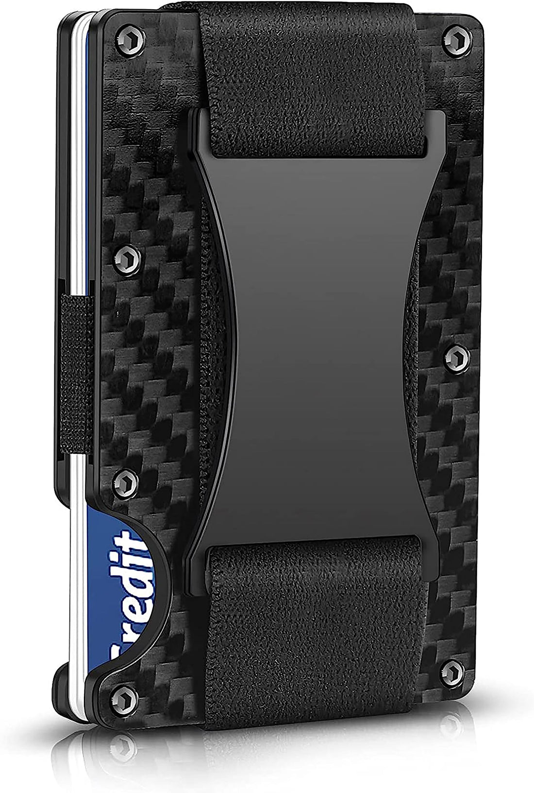 ALMEKAQUZ Carbon Fiber Wallets for Men,RFID Money Clip Wallet, Minimalist Aluminum Wallet, Mens Wallet Carbon Fiber Card Holder (Black), black, Classic