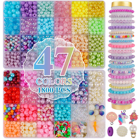 XSEINO Pearl Beads - 3200PCS - 8mm 46 Colors Multicolor Pearl Beads Loose Pearls for Crafts with Holes for Jewelry Making, Small Pearl Filler Beads for Crafting Bracelet Necklace Earrings