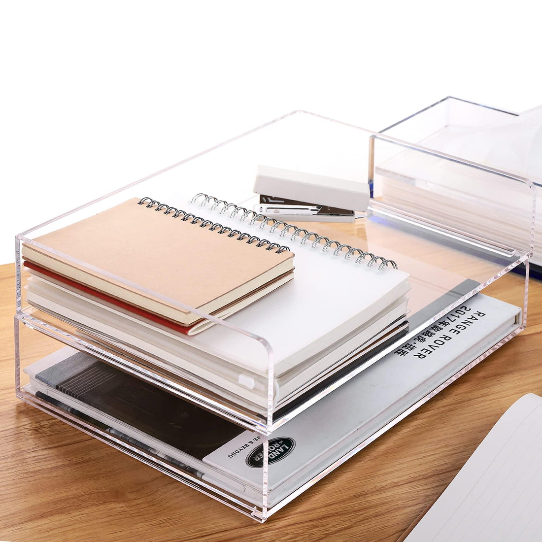 BEST MEDIA 1-Piece Acrylic 4-Tier Paper Organizer Tray, 35 x 26 x 26 cm, Clear File Storage Rack for Desk, Office Accessories, School Supplies, Document Sorting
