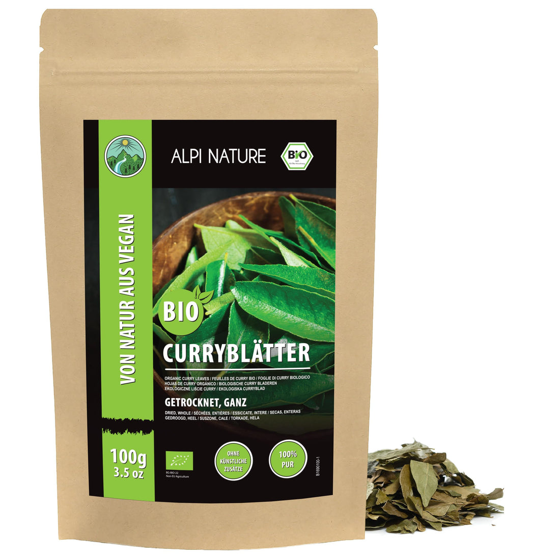 Organic Curry Leaves (100 g), Curry Leaves Organic Dried, Curry Leaf from Controlled Organic Cultivation, Curry Leaves 100% Natural, No Additives