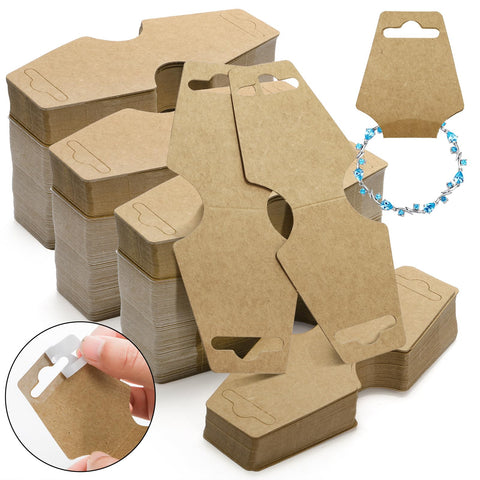 Cedilis 1000 Pack Necklace Display Cards, Jewelry Display Cards, Necklace Card Holder, Blank Kraft Paper Hanging Tags for Necklaces, Bracelets, Jewelry, 4.7 x 2 Inches (Brown)