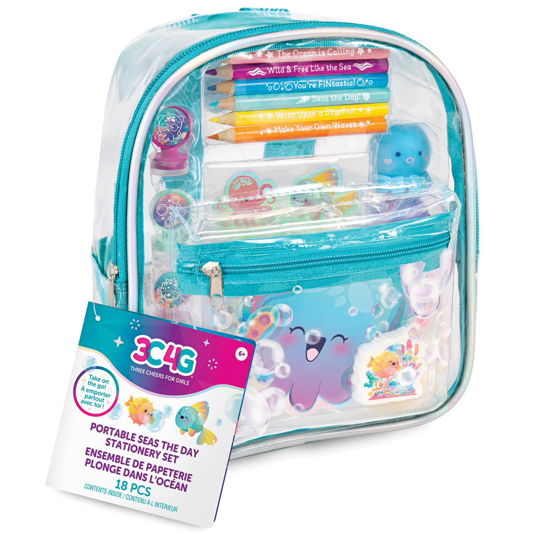 Three Cheers for Girls Aquatic Fantasy 8" Backpack with Stationery