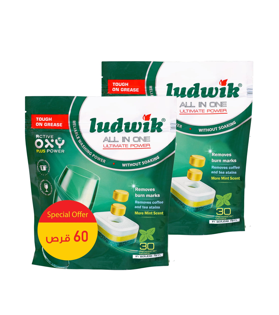 Ludwik All-In-One Mint Dishwasher Tablets 2 x 30-Pieces