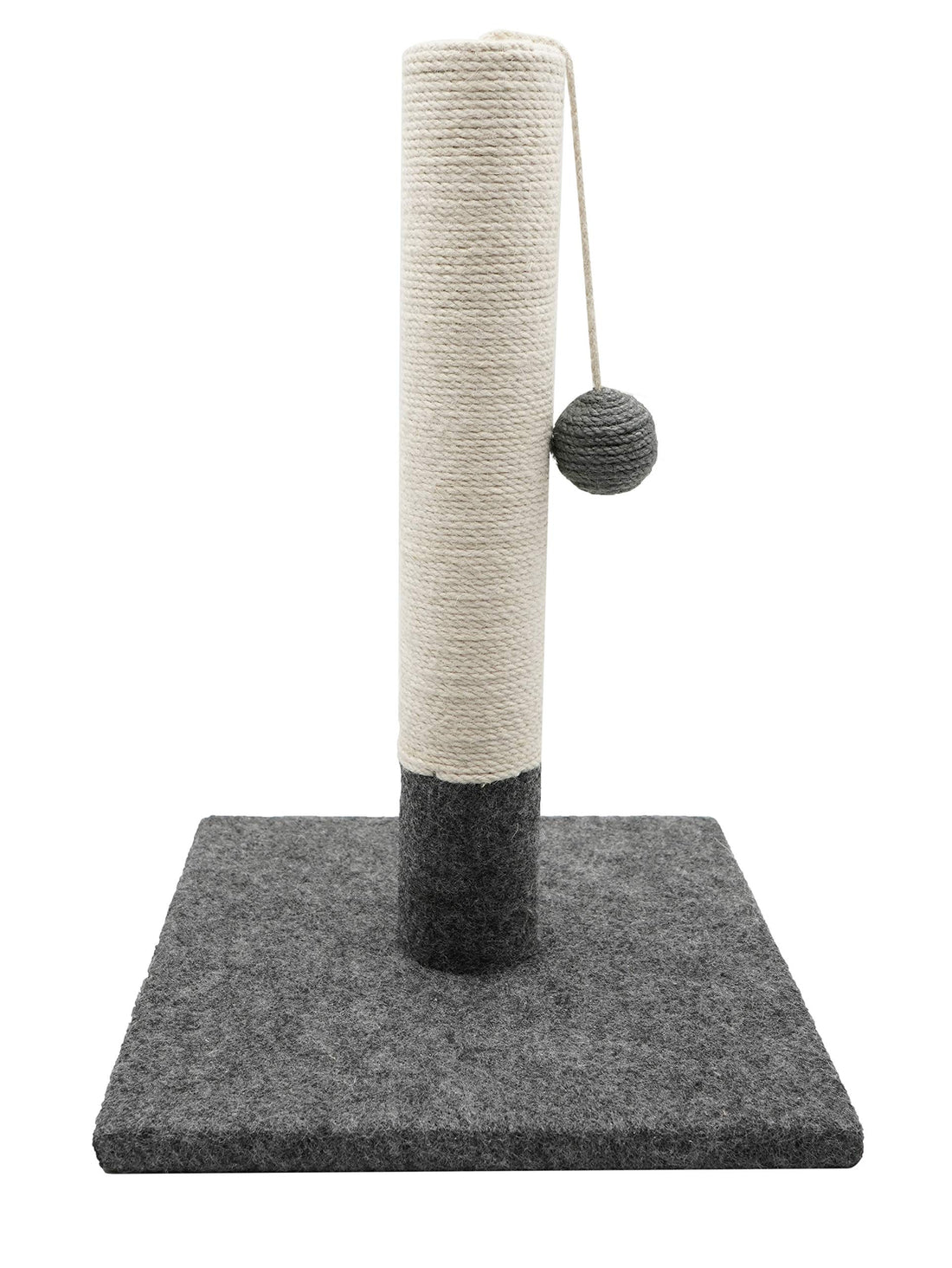 Tyrol | Cat scratching post 42 cm | Cat scratching post made of jute and durable fabric with pompom | cat scraper in modern design in grey and white | stable base 30 x 30 cm