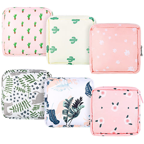 Sanwuta 6 Pieces Sanitary Napkin Storage Bag Menstruation First Period Pouch Tampon Pouches for Girls Pad and Tampon Holder Portable Pad Travel Bag Tampons Collect Bag for Teen Girls Women Ladies