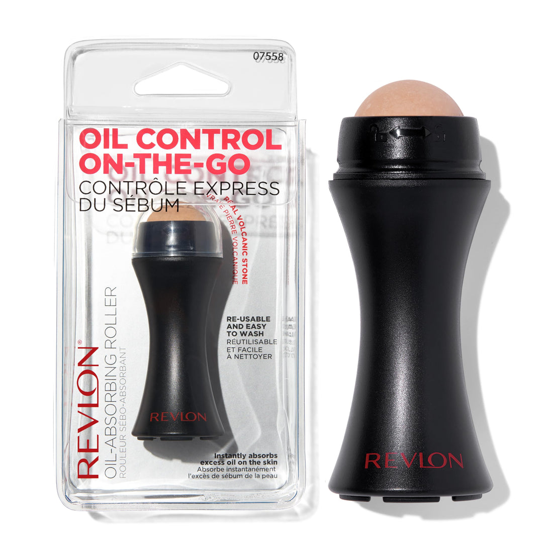 Revlon Oil Absorbing Volcanic Face Roller, Reusable Facial Skincare Tool & Massager for Sebum Control On The Go (One Size) Matte Finish Unisex, 1 Count (Pack of 1)