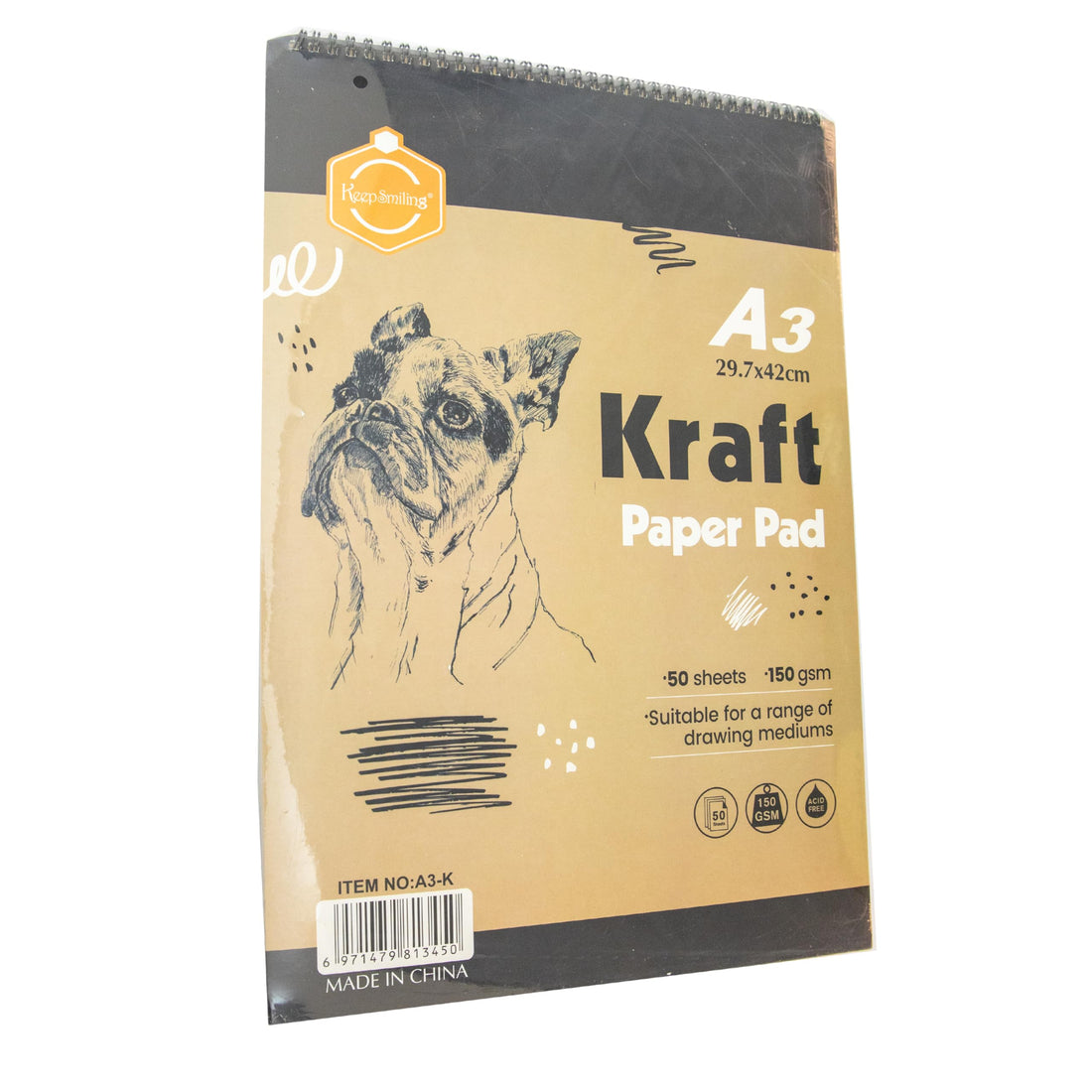 Keep Smiling Sketchbook kraft Hard Cover 150g 50Sheets