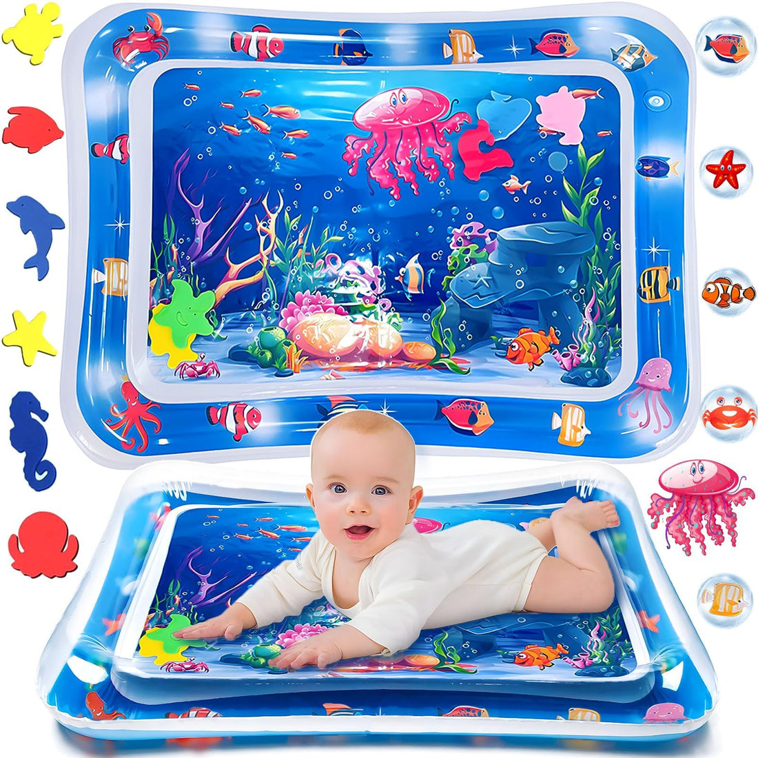 Water Play Mat Baby Water Play Mat Inflatable 66 x 50 cm, Baby Water Filled Play Mat, Stomach Position Toy Baby and Water Play Mat for Baby Gift