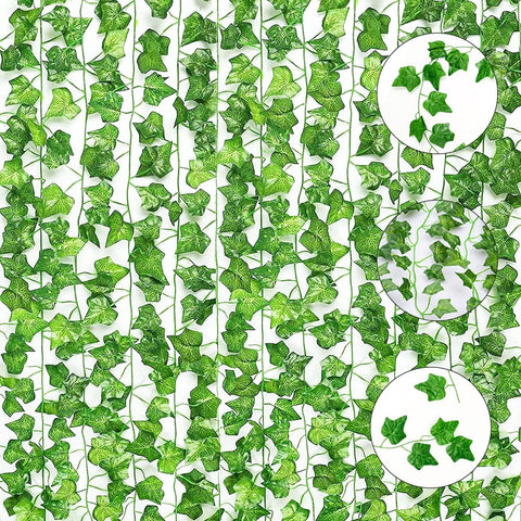 Suntop 7ft Artificial Ivy Leaf Garland Craft Garland Fake Green Plants Flowers Green Leaf Garden Garden Restaurant Wedding Decor Set of 12