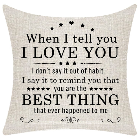 18x18 Inch Fiancée Birthday Gift from Fiancé Pillow Shams Beige Burlap Decorative Throw Pillow Covers Pillowcases with Words for Couch Bed Living Room