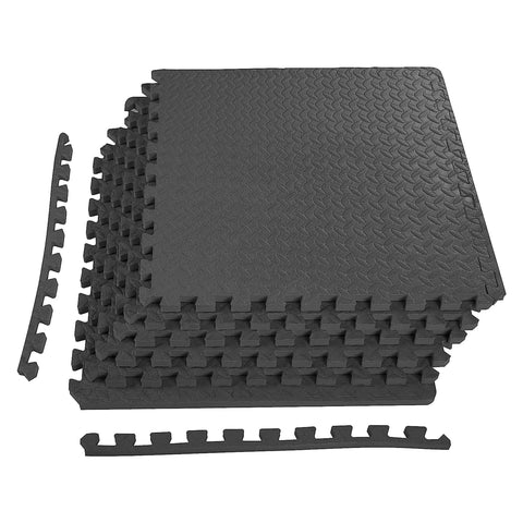 BalanceFrom Puzzle Exercise Mat with EVA Foam Interlocking Tiles for MMA, Exercise, Gymnastics and Home Gym Protective Flooring, 3/4" Thick, 24 Square Feet, Black
