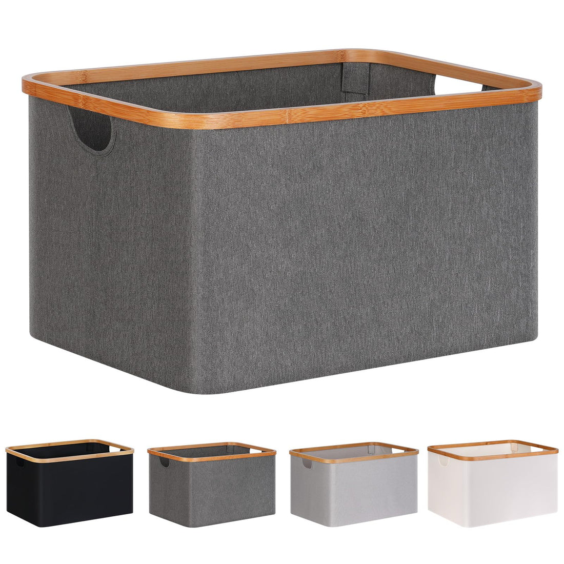 efluky Foldable Laundry Basket 60L, Bamboo Fabric Foldable Storage Basket, Storage Foldable Laundry Basket, Laundry Baskets for Bedroom Bathroom （Grey）