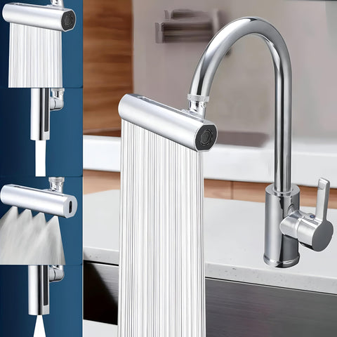 Generic 4 in 1 Waterfall Kitchen Faucet, 360 Degree Swivel, 3 Water Flow Modes, Silver