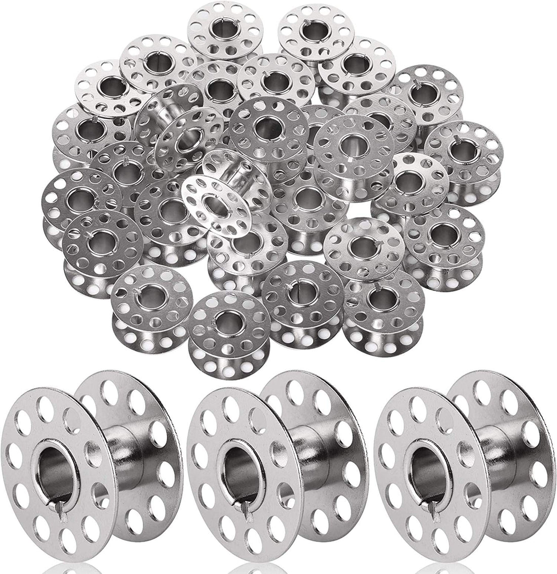 DELFINO Bobbins, Metal Bobbins, 32 Pack, Bobbins for Sewing Machine, Bobbins for Brother Sewing Machine, Bobbins for Singer Sewing Machine, Sewing Machine Bobbins, Sewing Machine Accessories