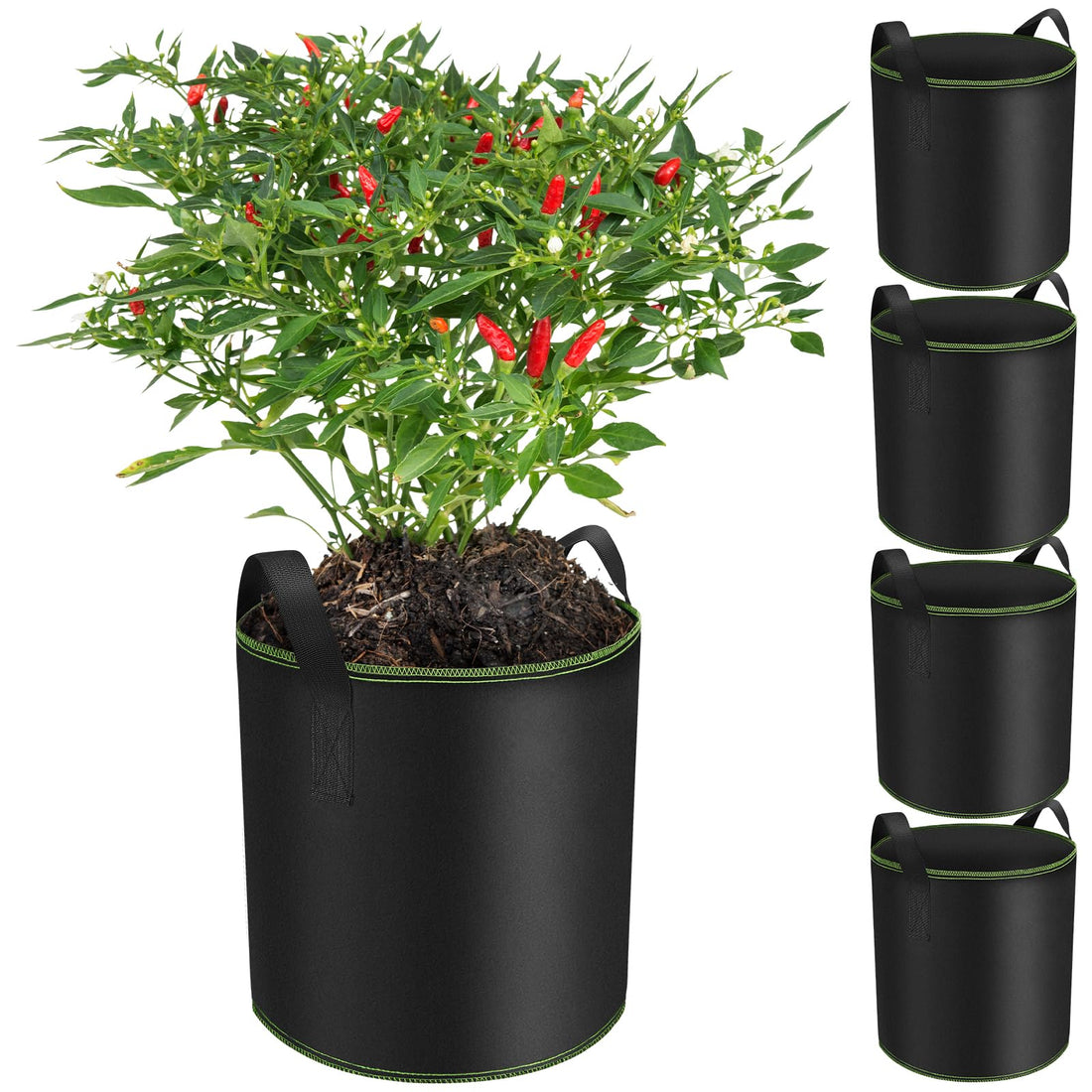 Grow Bags for Vegetables, 5 Pack 20L Tomato Grow Bag Planter Fabric Pots Reusable, Potato Growing Bags with Handles