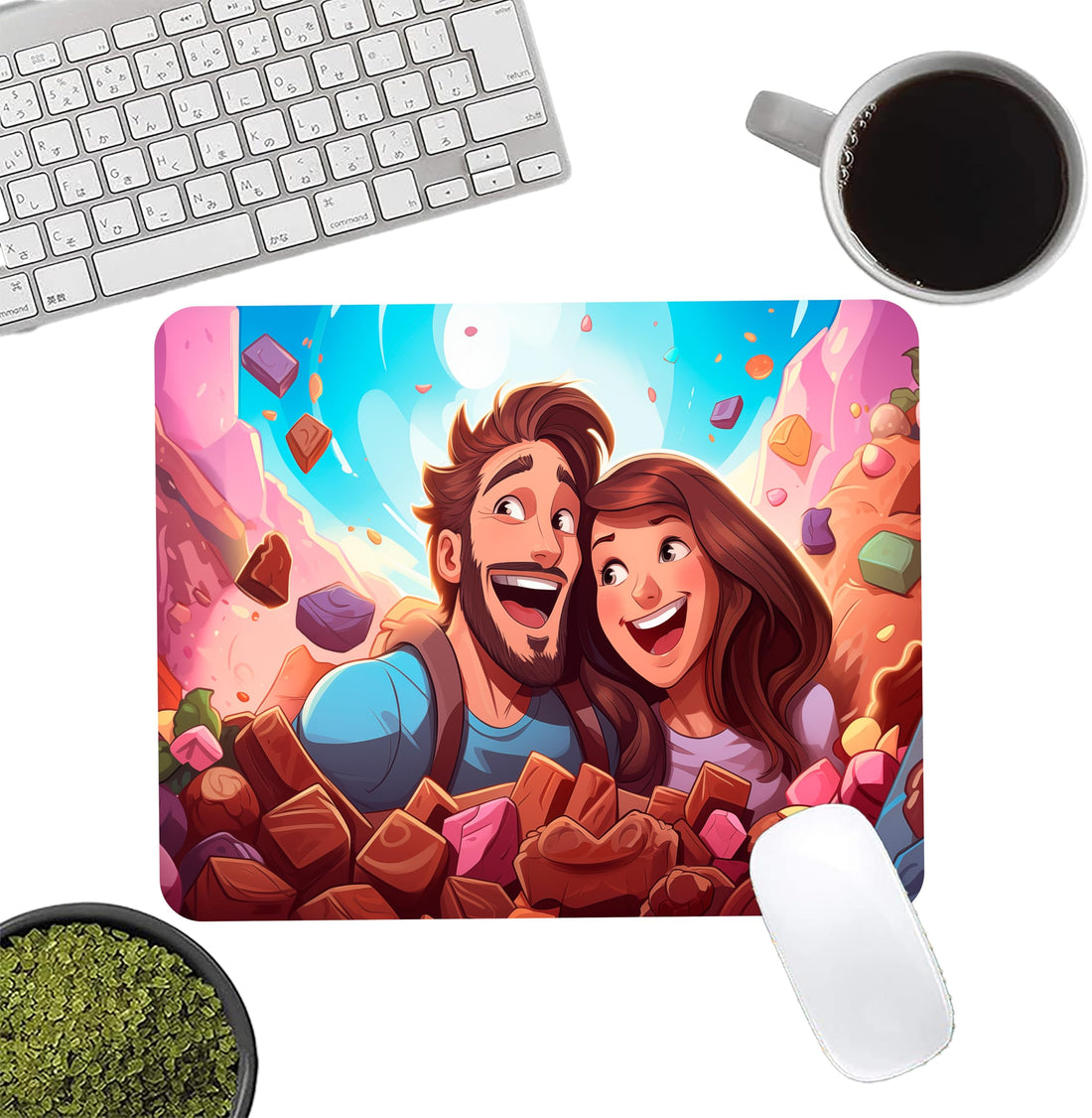 Colorful Mouse Pad with Bright Colors, Soft and Flexible, Waterproof, Edges Non-Slip Mousepad for Computer, Office, Keyboard, Laptop, High Quality, 22x18cm (LOVE)