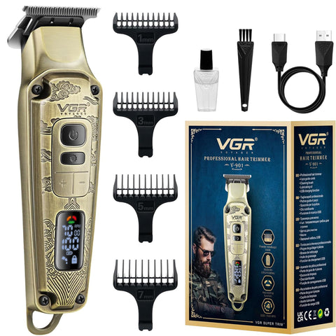 Vgr Electric Beard Trimmer For Men - Rechargeable 240 Min Battery - Smooth Professional Ceramic Blades - 4 Speeds 7000 Rpm - Cordless Hair Clippers - Face Grooming Kit Shaver Razor