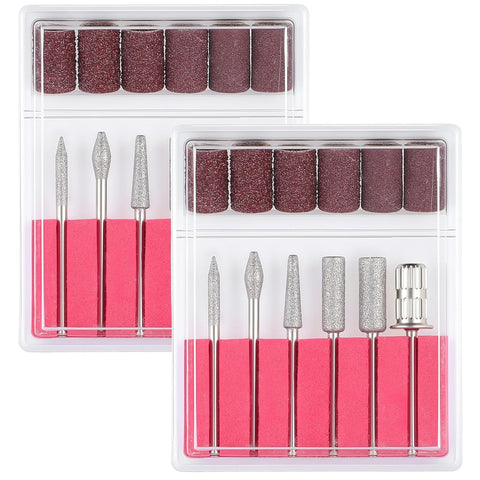 2 Sets 6 Pcs Nail Drill Bit Set with Sanding Bands, Professional Nail Art Tools for Acrylic Nails, Shaping, Smoothing, Cuticle Cleaning, Surface Polishing, Manicure and Pedicure for Home and Salon Use