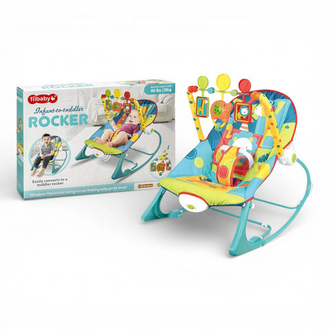 Adjustable 2-in-1 Baby Rocker & Stationary Seat - Soothing Infant Bouncer with Calming Vibrations and Interactive Hanging Toys - Grows with Baby from 0 Months to 18kg (Giraffe)